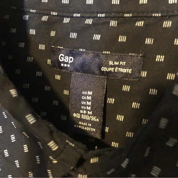 Gap Men’s Slim Fit casual printed long sleeve button down, black and white (M) - Picture 6 of 9